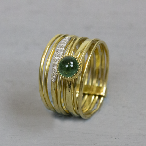 Ring Grüner Turmalin + 0,04 ct H/SI | Größe 53