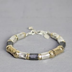 Armband silber + goldfilled 21 cm