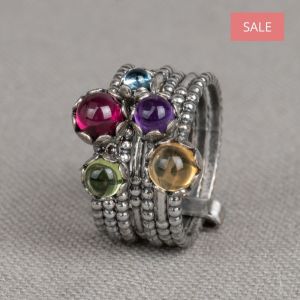 Ring Silber bunten Cabochon