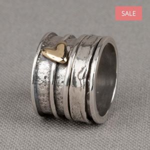 Ring zilver oxy + 9 karaat hartje