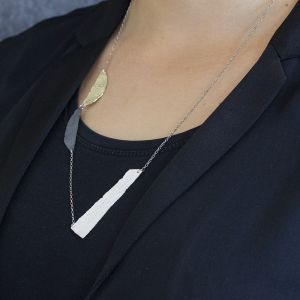 Halskette Silber Oxy/Weiß + vergoldet 75cm
