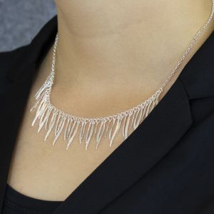 Collier zilver blaadjes groot 45cm