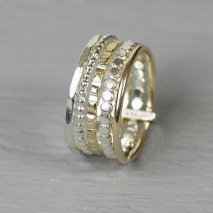 Ring LIMITED  zilver + Goldfilled 5 ringen