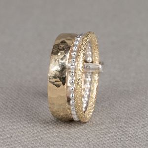 Ring 3 losse bandjes Goldfilled + zilver