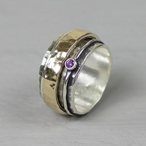 Ring Goldfilled + Silber mit Amethyst