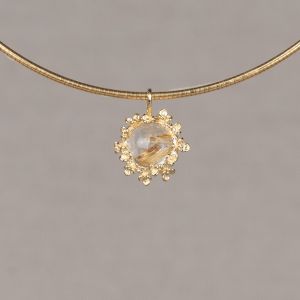 BLOSSOM GEMSTONES | Anhänger Blüte + Gold Rutil