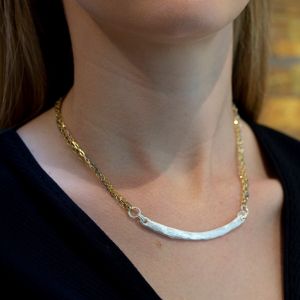 Collier 5-rijg met zilveren glimlach