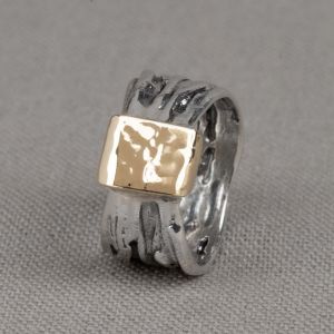 Ring verdreht schönes Silber + 9 Karat Wrapper