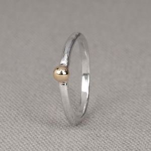 Ring Silber + Kugel 9 Karat