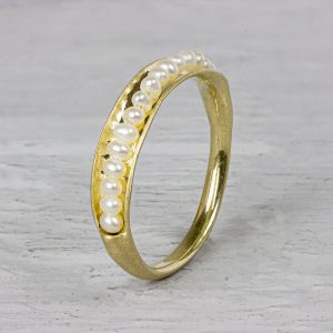 Ring 14 Karat + Perlenrand | Größe 54