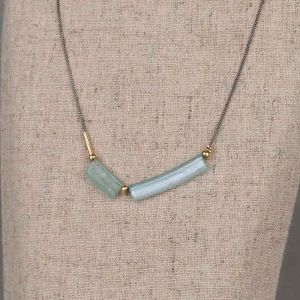 Halskette Silber Oxy + Römisches Glas mit Goldfilled