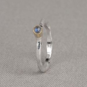 Ring Silber + 9 Karat + Käfer Labradorit