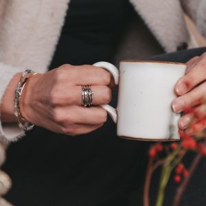 Ring Silber + 9 Karat + Schleifen