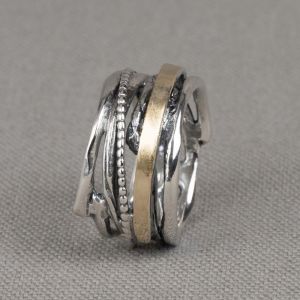 Ring Silber + 9 Karat + Schleifen