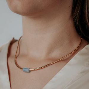 Collier LIMITED Goldfilled + Aquamarin