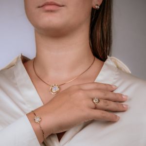 CURLY GEMSTONES | Armband 14 Karat Gold + Regenbogenmondstein