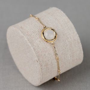 CURLY GEMSTONES | Armband 14 karaat goud + Regenboog Maansteen