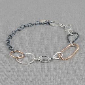 Armband fun zilver oxy + Goldfilled