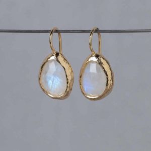 Ohrring großer Tropfen Mondstein