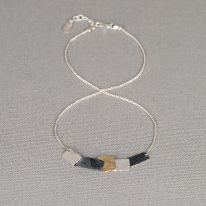 Collier blocks zilver + oxy + verguld