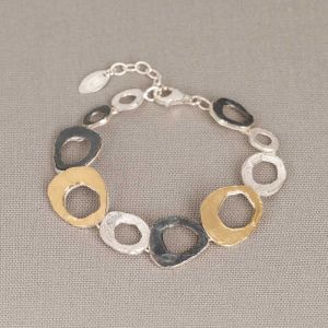 Armband Kreise Silber + Oxy + vergoldet