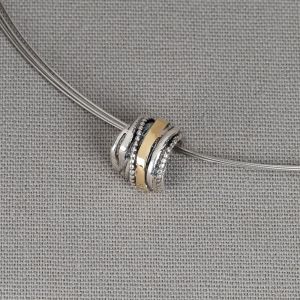 Anhänger Silber + 9 Karat + Schleifen klein