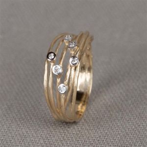 Ring Wired studs small G14K + dia 0,05 ct