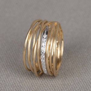 WAVY | Ring Drahtreihe groß G14K + dia 0,11 ct