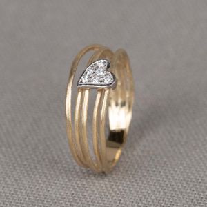 WAVY |Ring Drahtherz G14K + Diamant 0,06 ct