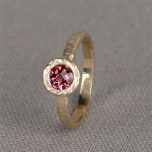 Ring G14K Roze Toermalijn + dia 0,50 ct