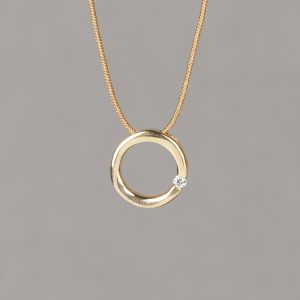 CLASSICAL | Anhänger Kreis G14K + Diamant 0,03 ct