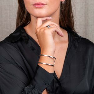 Klammer silber gehämmert doppelt