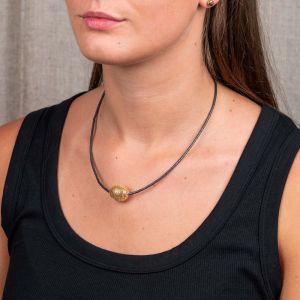 Hämatitkette + 3D Kugel versilbert