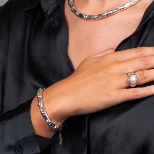 Armband Tubes glänzend silber Schlange