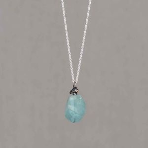 Silberkette + Aquamarin + Sauerstoff + 9 ct verstellbar