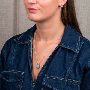 Silberkette + Aquamarin + Sauerstoff + 9 ct verstellbar