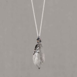 Silberkette + schwarzer Rutiloxy + 9 kt verstellbar