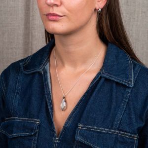 Silberkette + schwarzer Rutiloxy + 9 kt verstellbar