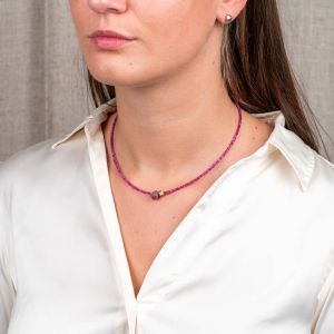 Collier duo Gems Robijn + Raw Robijn Goldfilled