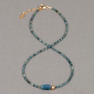 Halsketten-Duo Edelsteine Grüner Turmalin + Roher Aquamarin + Goldfilled