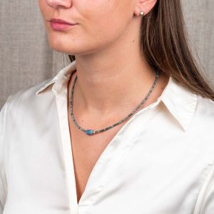 Halsketten-Duo Edelsteine Grüner Turmalin + Roher Aquamarin + Goldfilled