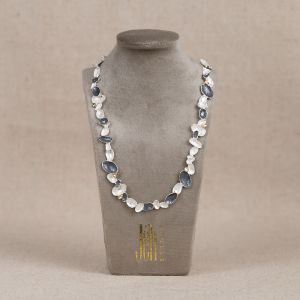 Halskette Hals Samt Grau S