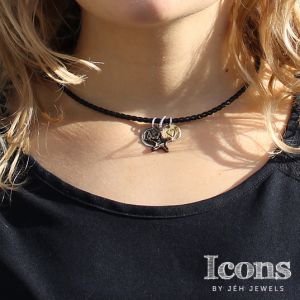 Collier leer gevlochten bruin