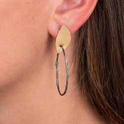 Vergoldeter Navette-Ohrstecker + Oxy-Creolen