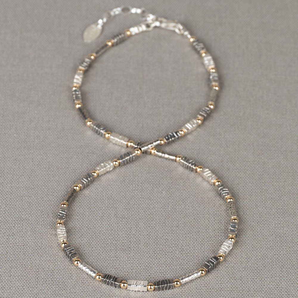 Kette Silber oxy/wit 42cm