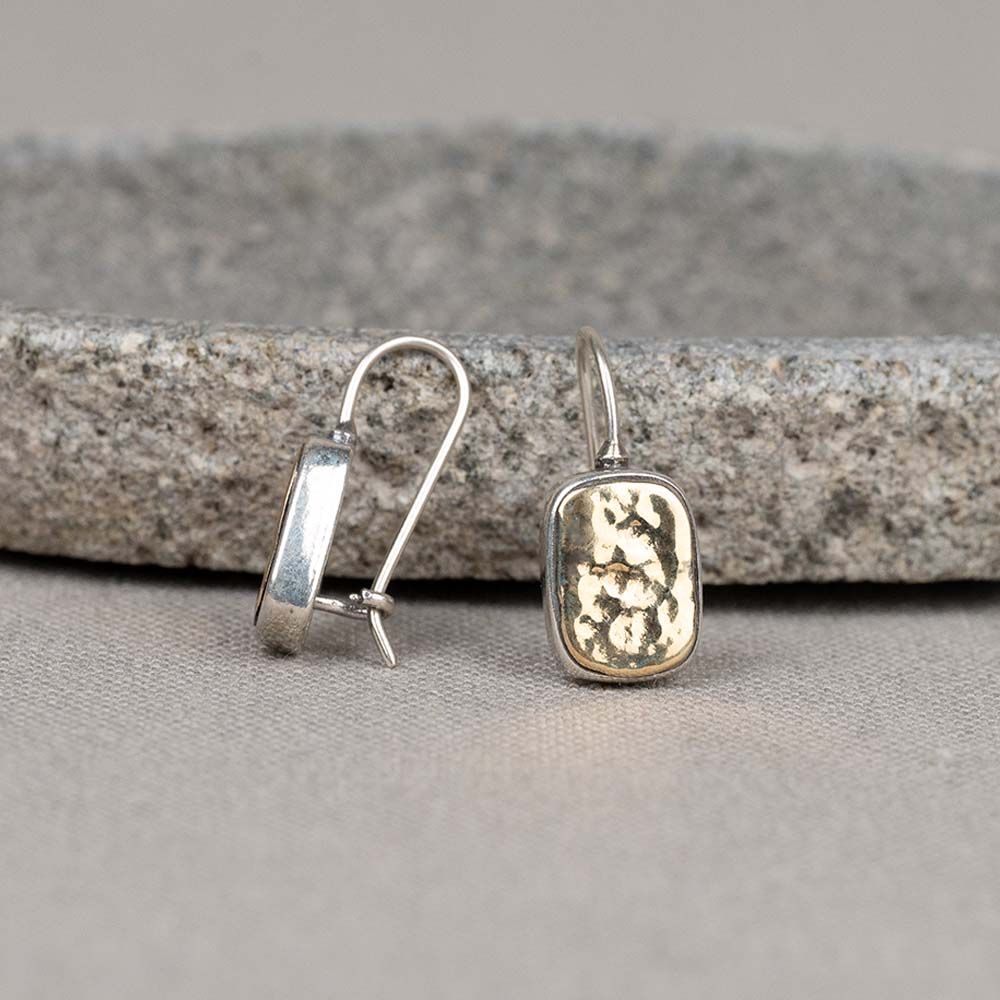 Ohrring Rechteck mit 9 Karat Gold