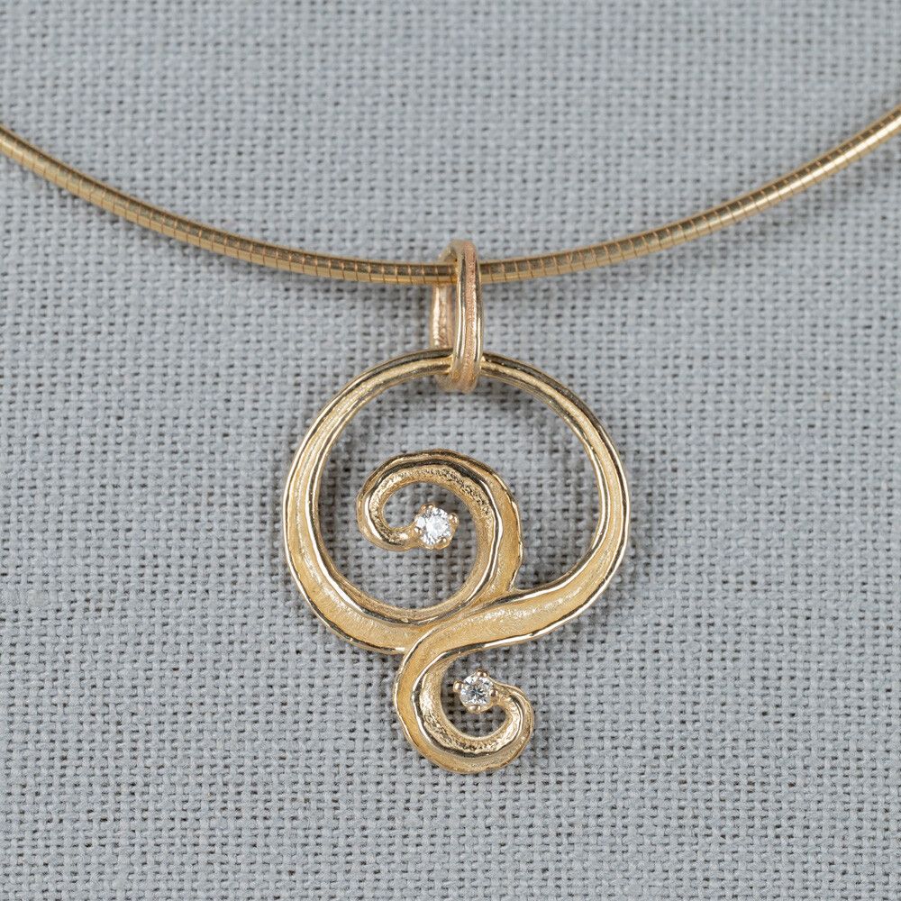 CURLY DIAMONDS | Anhänger G14K + 0,074CT I1/HI