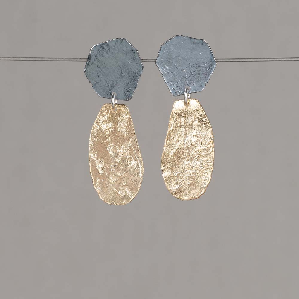 Ohrstecker lang silber oxy + vergoldet