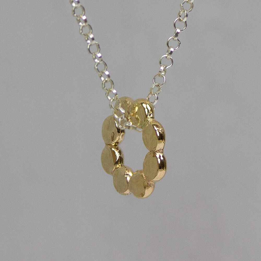 Halskette Silber mit Goldfilled Bubble Blume