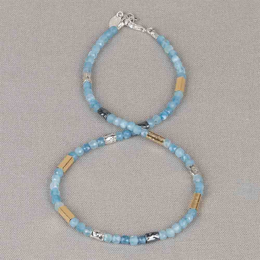 Halskette Aquamarin mit Silber-, Oxy- und GF-Schlauch